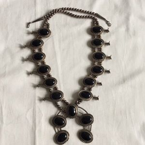 Authentic Navajo Vintage Jet Squash Blossom. Rare.